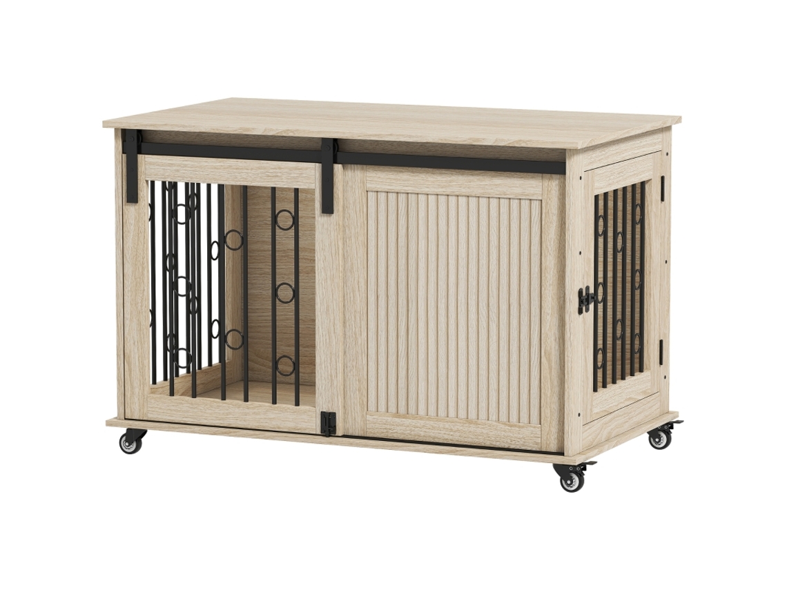 Transportín Para Perros Con Ruedas Y Puerta Corredera, 100x56x65cm