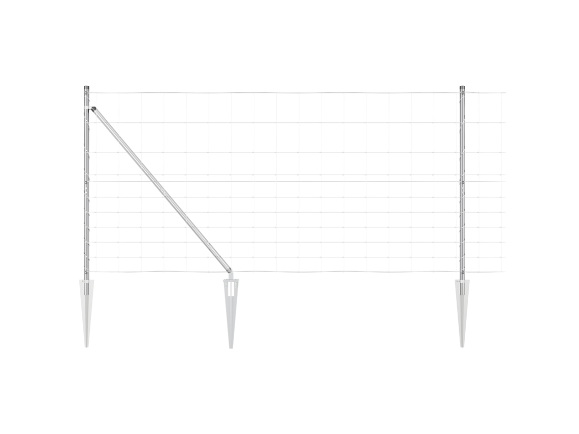 Valla de campo con postes de acero galvanizado vidaxl gris metal