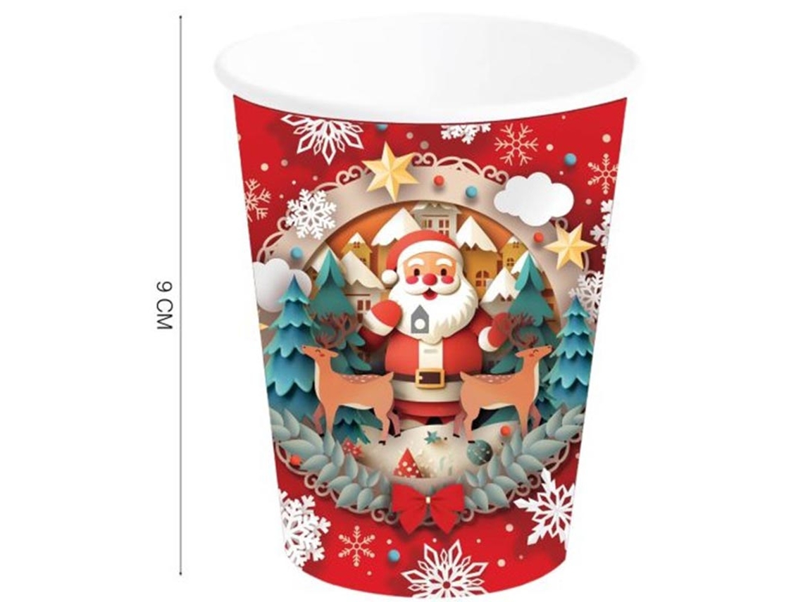 Pack de 6 Vasos de Papá Noel de 240 ml