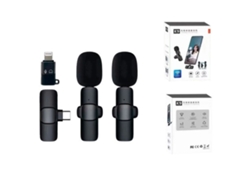 2 Dos Micrófonos Universales Tipo-C a adaptador Lightning SKYHE K9 2 Negro