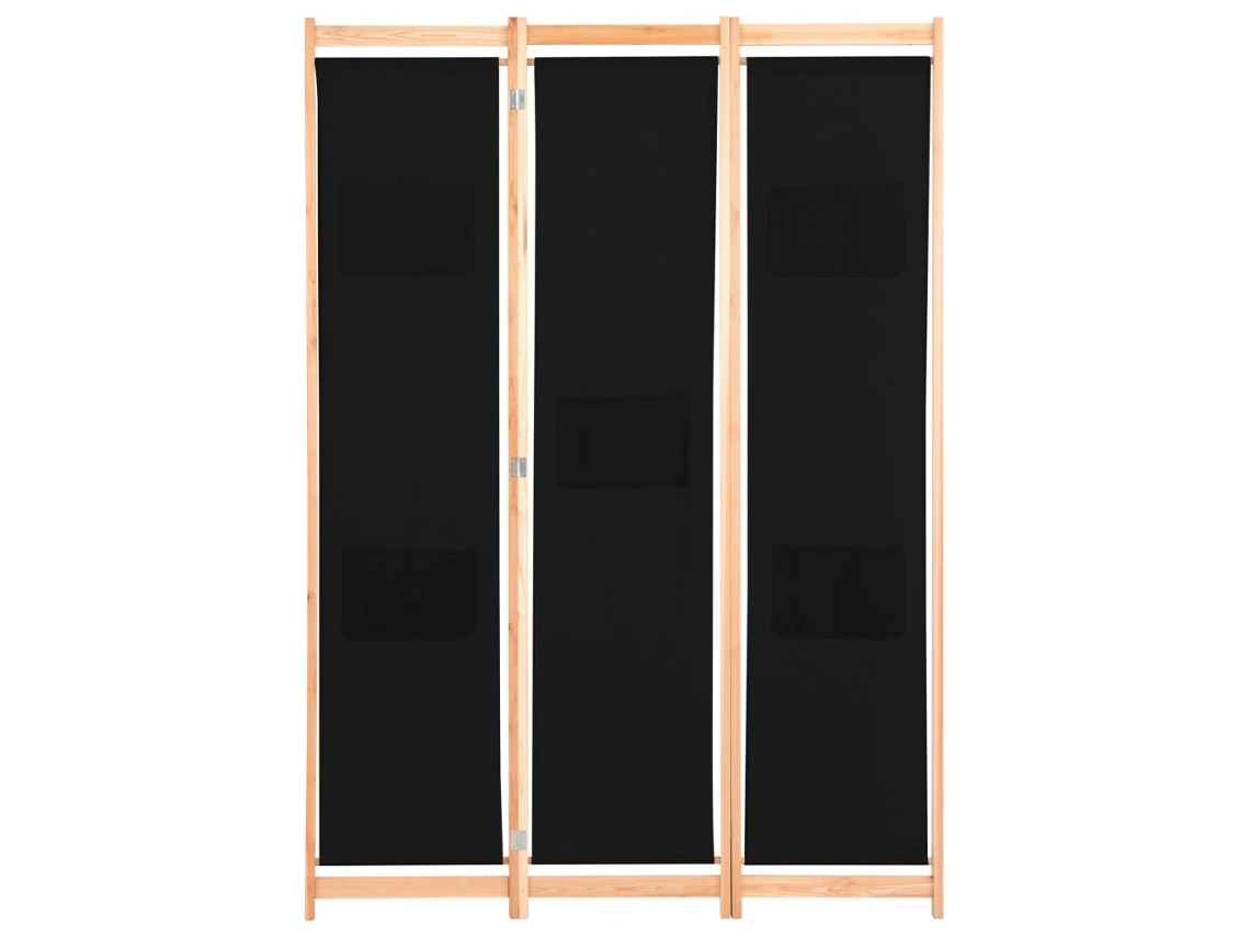 Biombo de 3 paneles de tela negra de 120 x 170 x 4 cm Wsd498014 Adorable Home