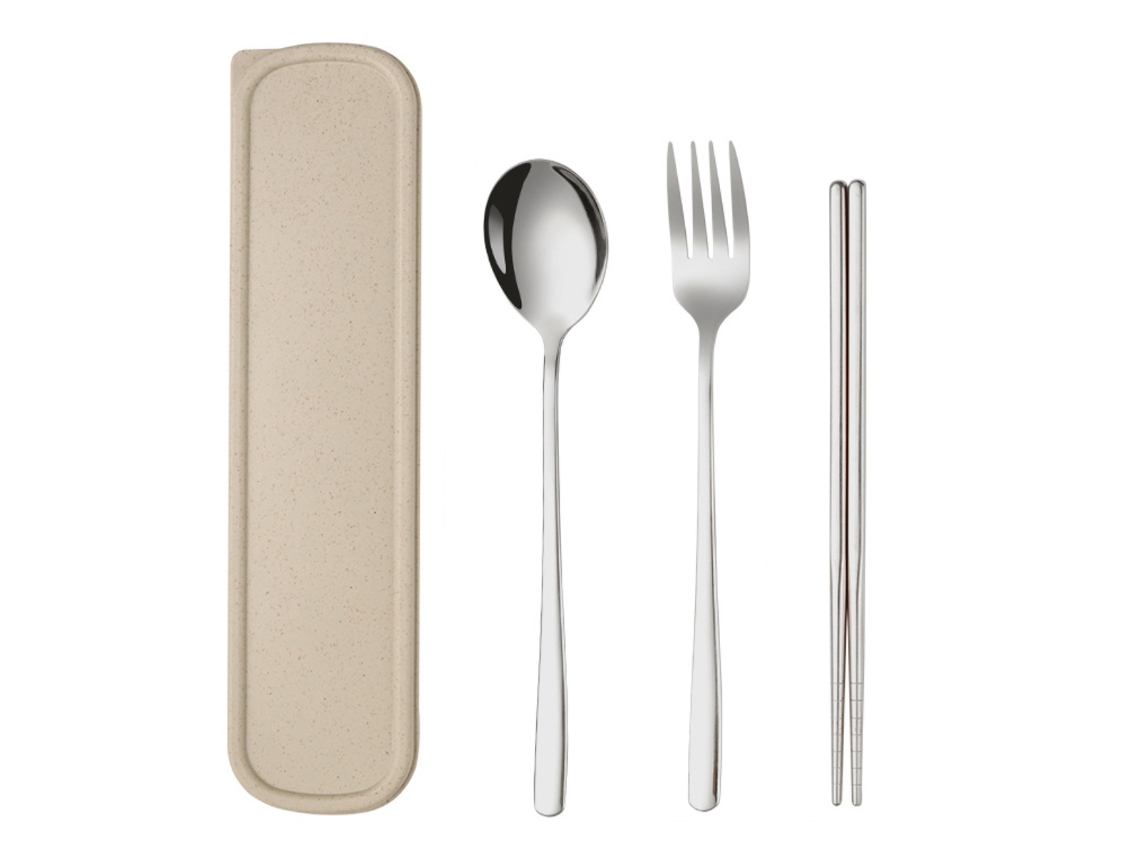 Juego de Cubiertos Portátil - 3 Piezas con Estuche de Viaje RNEMITERY