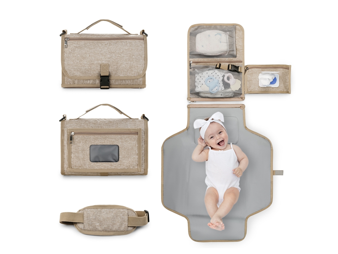 Cuich - Bolsa cambiadora portátil para bebé, impermeable, lavable, plegable, con bolsillo para toallitas húmedas