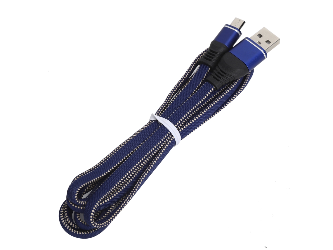 Cabo De Carregamento Rápido Micro Usb Trançado De Nylon Para Celulares Android Azul 1,7m 2,4a