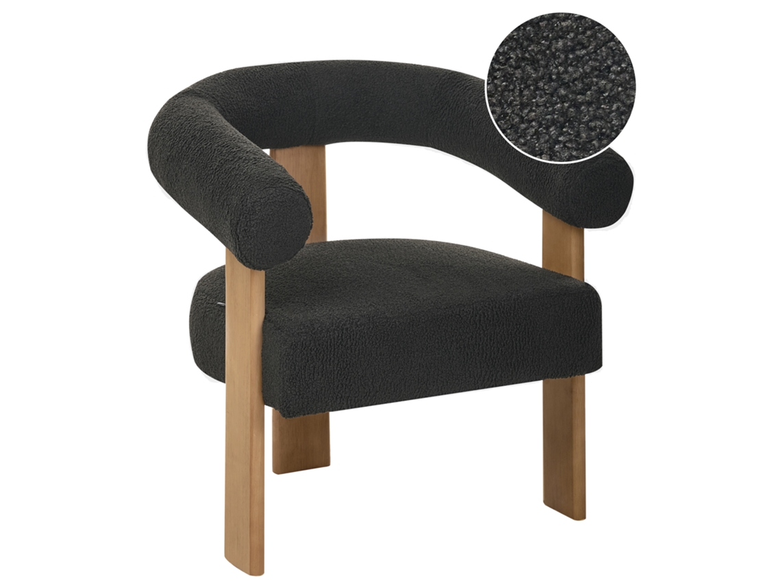 Sillón Beliani Ilbro De Bouclé Negro 77x68x76