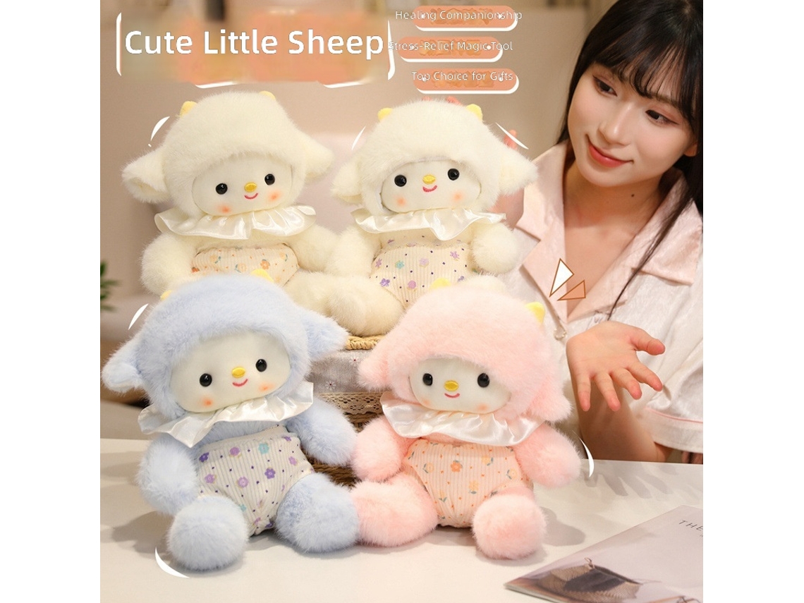 Lindo peluche de oveja rosa sentada CHABERLU