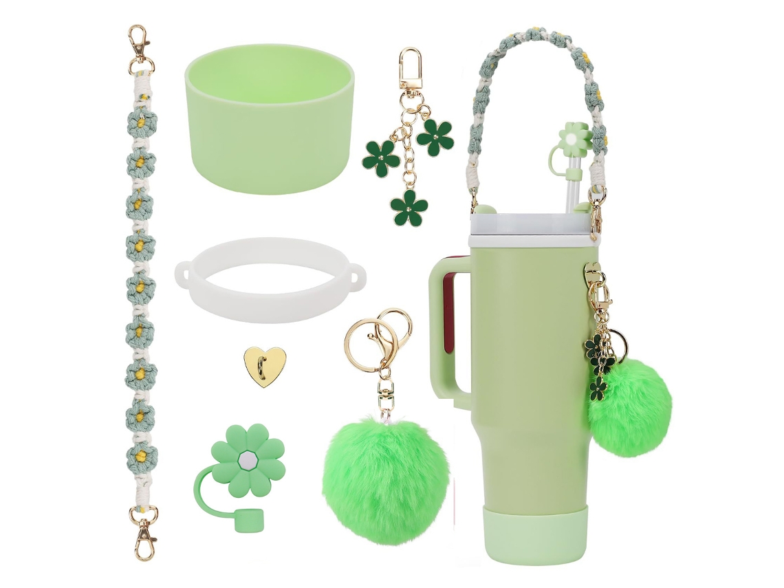 Accesorios para la Copa Stanley: Correa para botella de 40 oz, funda de silicona, adornos decorativos para tazas