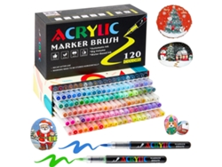 Rotuladores Acrílicos De Punta Única, 120 Colores — Rotuladores Acrílicos Tipo Pincel Para Colorear Para Adultos — Ideales Para Pintar Y Dibujar