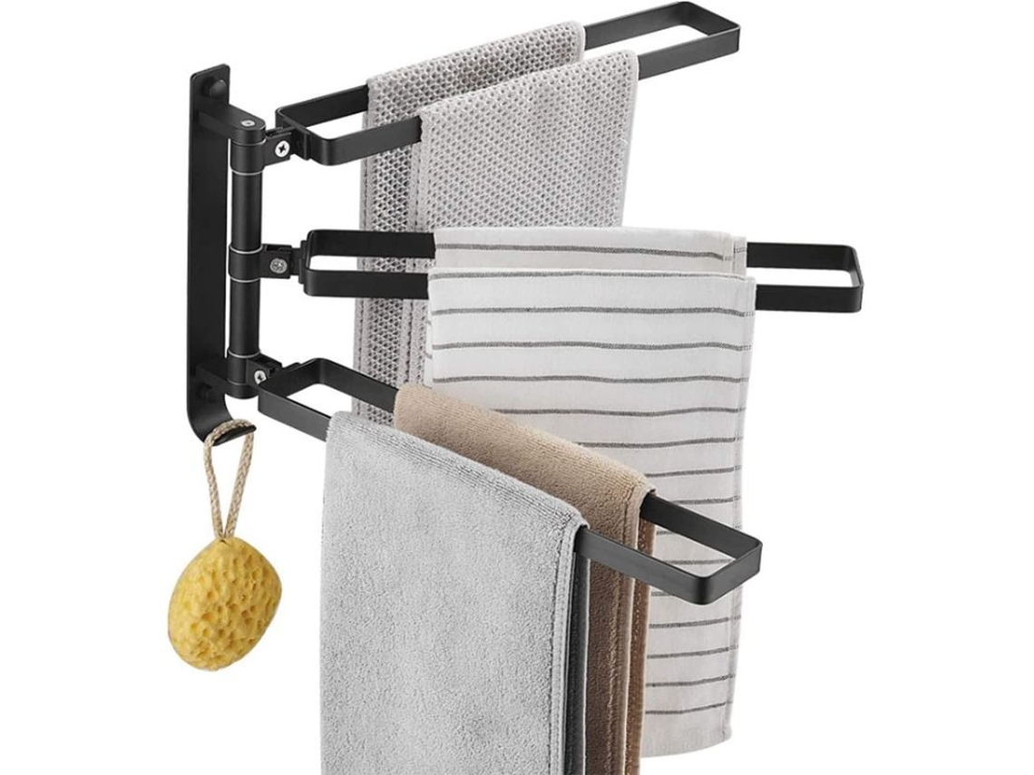 Toallero De Baño Con 3 Barras De Acero Inoxidable, Giratorio 180°, De Montaje En Pared, Para Cocina Y Baño.