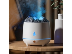 Humidificador USB blanco grande con vapor y aromaterapia, luz nocturna y llamas simuladas - Sfuhos