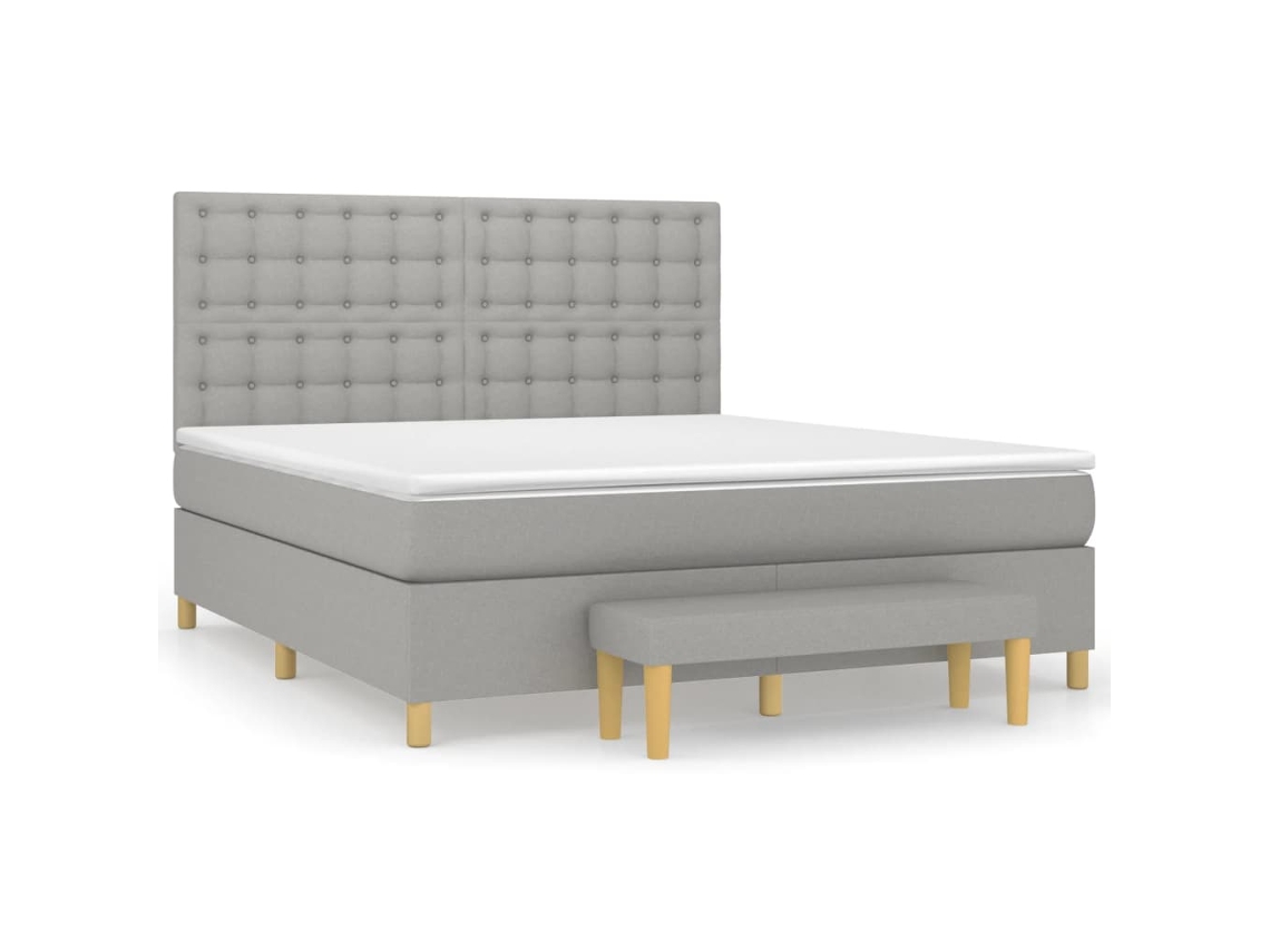 Maison Exclusive - Cama Box Spring Con Colchón Tela Gris Claro 180x200 Cm
