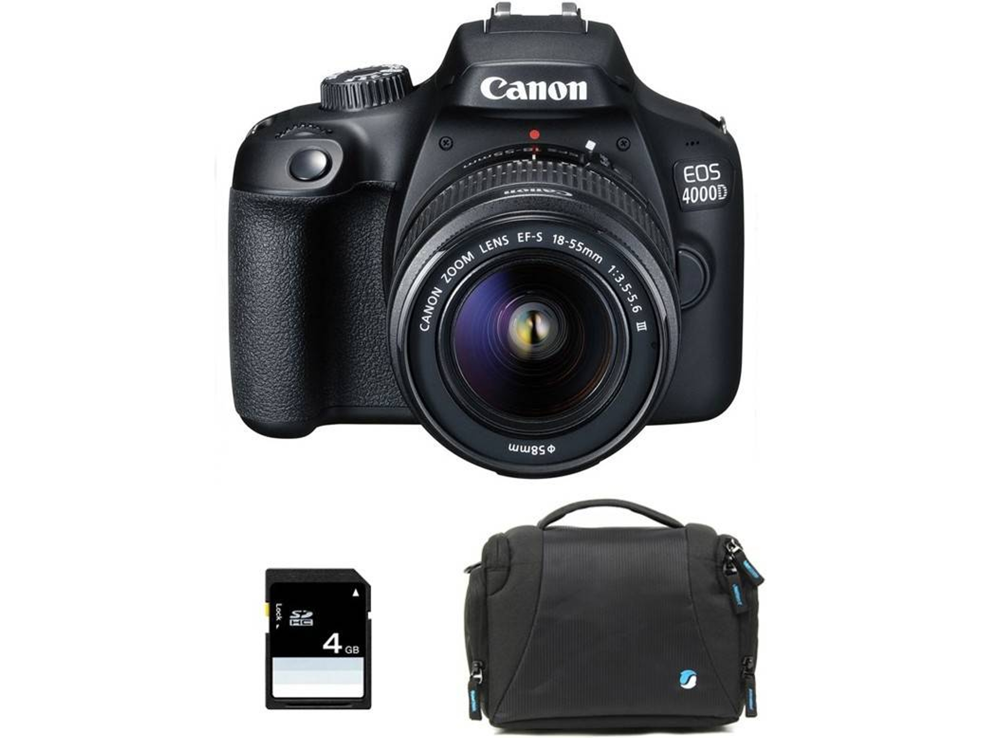 Kit Cámara Réflex CANON EOS 4000D + 18-55 III + Bolsa + SD 4Go