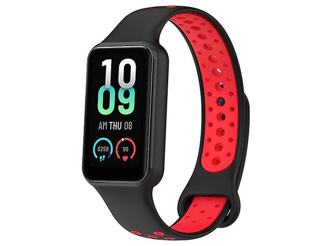 Bracelete de Smartwatch para Amazfit Band 7 Loop Faixa de Relógio de Silicone Respirável de Preto-Vermelho GERTIZ