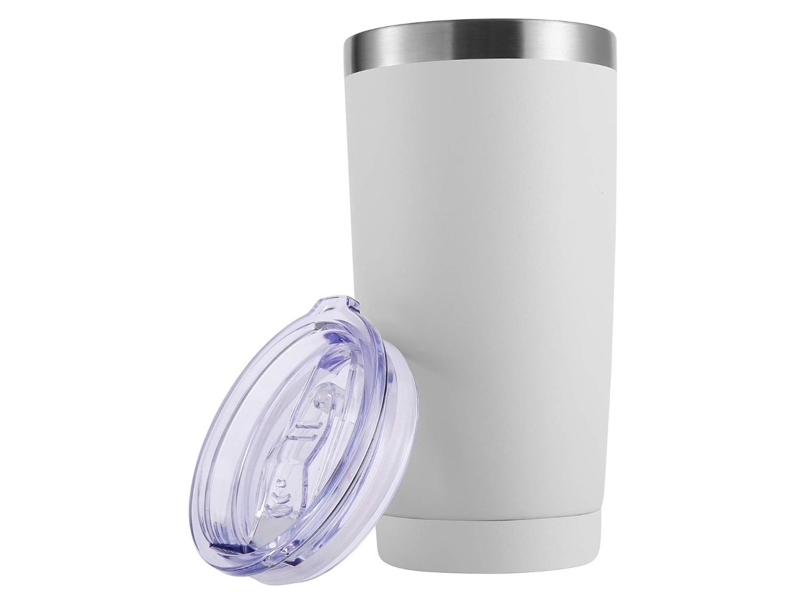 Taza de 590 ml (20 oz), vaso de acero inoxidable con aislamiento al vacío para bebidas frías y calientes con tapa Neveance (paquete de 2, negro)