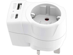 Adaptador de viaje SKROSS UK tipo G con USB a USB C 20 W blanco