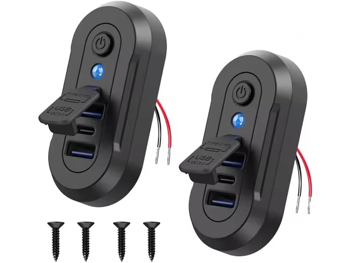 Panel Cargador Para Coche De 3 Puertos Usb-c Dual: 18 W Qc3.0 Y 36 W Pd3.0, Para Camiones Y Barcos.