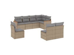 Maison Exclusive - Juego De Sofás De Jardín Con Cojines Beige 8 Pzas Ratán Pe
