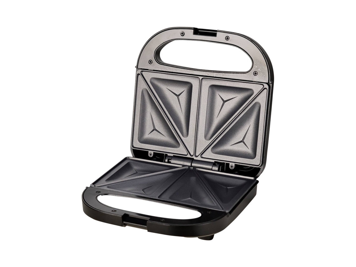 Sandwichera pequeña de 750 W, color negro brillante, con revestimiento antiadherente, SWISS