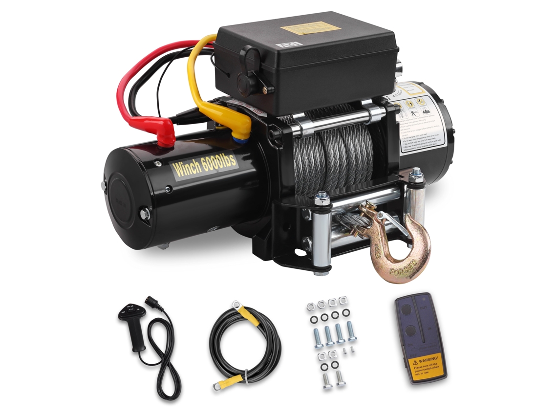 Cabrestante Eléctrico 12v 6000 Lbs / 2722 Kg, 15 Metros De Cable, 30 Metros De Control Inalámbrico
