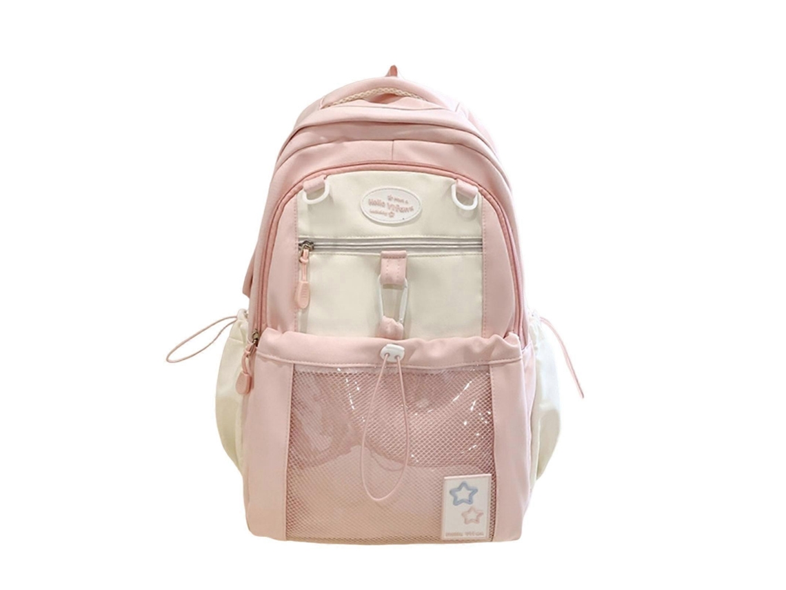 Mochila Ita Bag de gran capacidad, ligera, con ventana transparente y compartimento para portátil, ideal para uso diario, en color rosa.