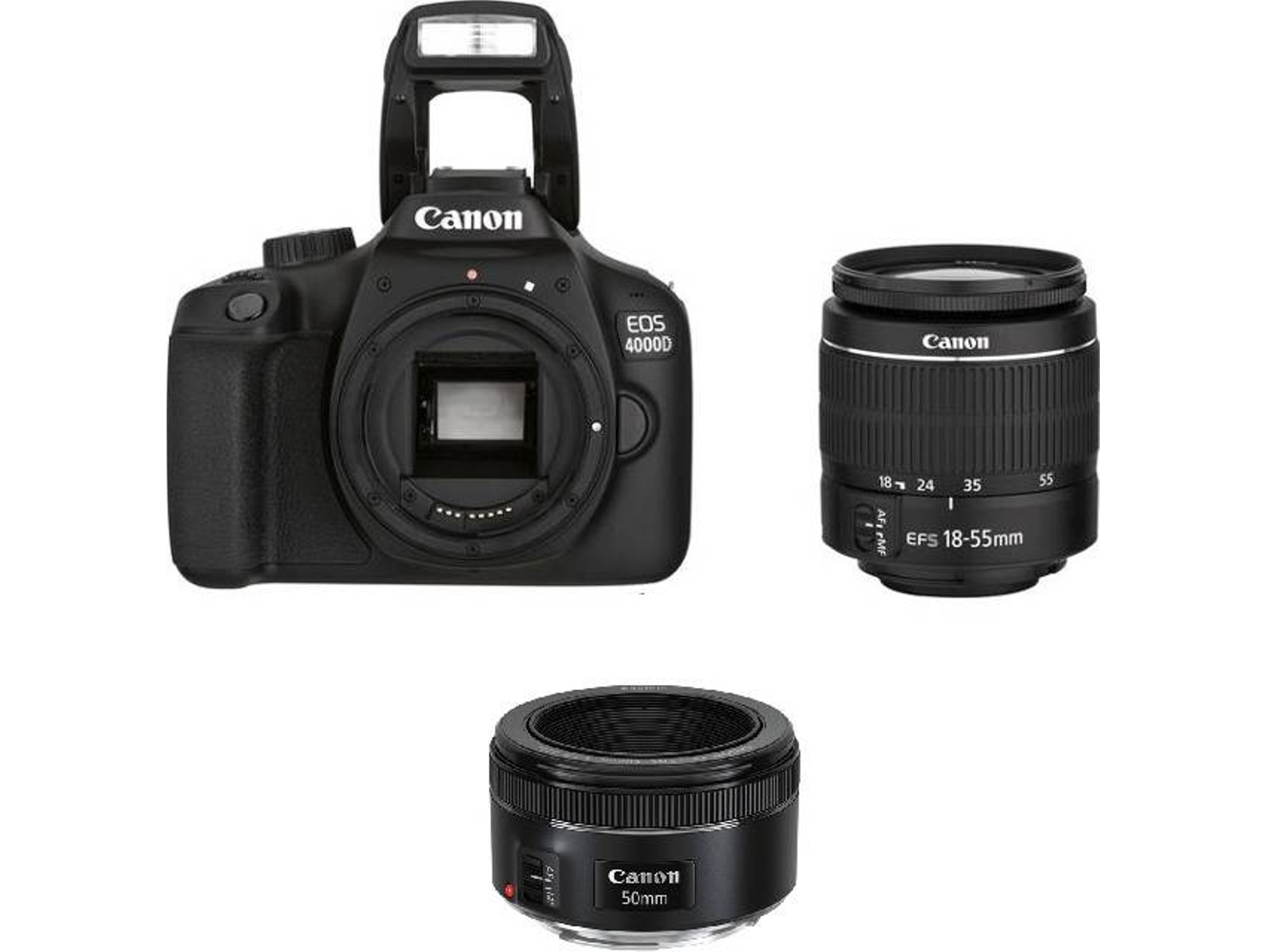 Kit Cámara Réflex CANON EOS 4000D EF-S 18-55 mm F3.5-5.6 III + EF 50mm F1.8 STM