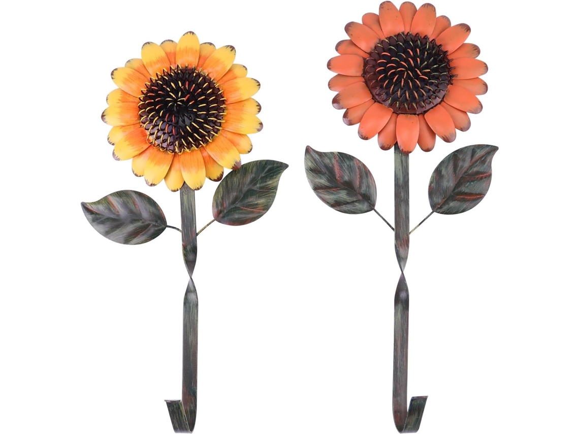 Ganchos De Pared Retro De Hierro Forjado Con Forma De Girasol, 2 Unidades, Resistentes, Para Decoración De Paredes En Jardín, Entrada, Sala De Estar.