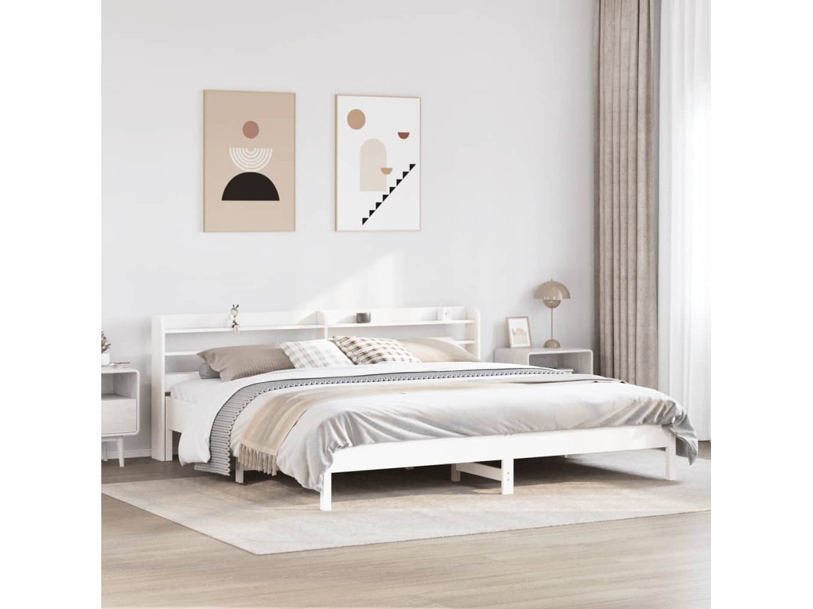 Cama Sin Colchón Madera Maciza De Pino Blanca 180x200 Cm