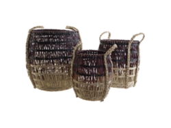Set 3 Cesta Seagrass Natural Lila 39x39x41cm