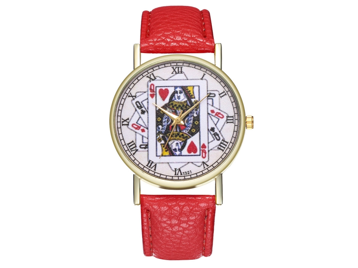 Reloj De Pulsera De Cuarzo Informal Y Moderno Con Correa De Cuero Para Hombre Y Mujer (rojo)