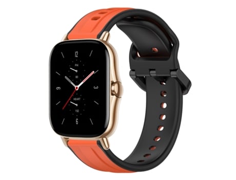 Correa Smartwatch para Amazfit GTS 2 Silicona Bicolor con Bucle Convexo de 20mm (Naranja + Negro)