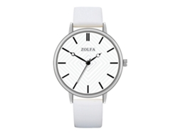 Reloj De Pulsera Redondo Analógico De Piel Sintética Para Negocios Con Movimiento De Cuarzo, Casal Branco