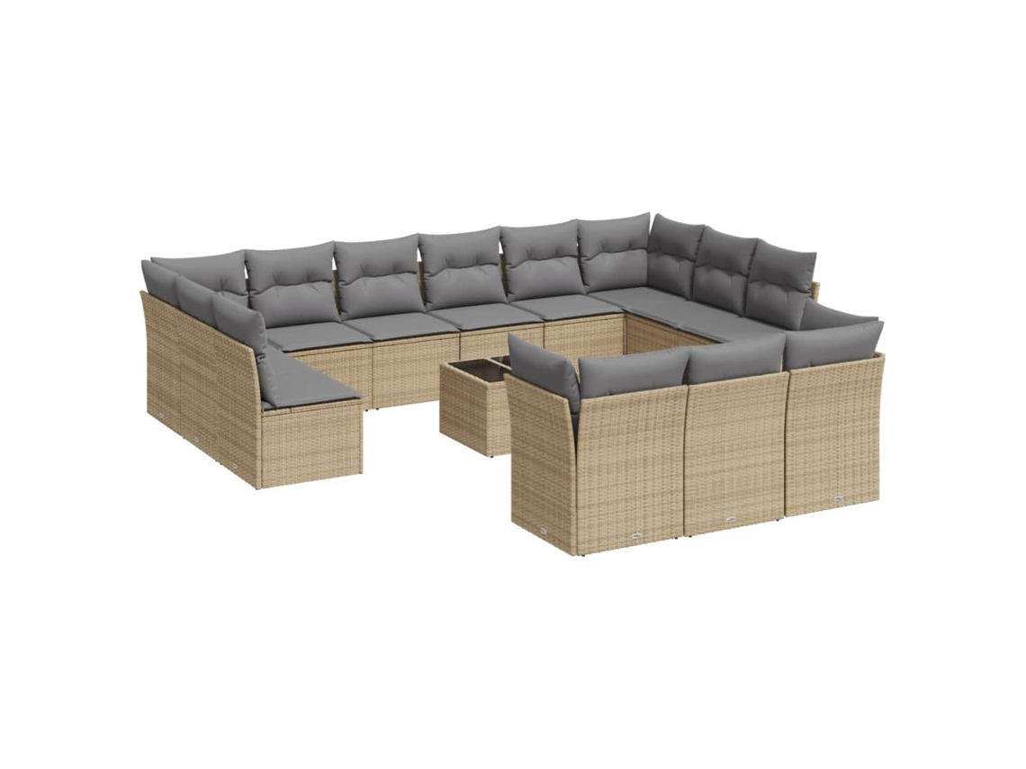 Conjunto de 14 sofás de jardín con cojines de mimbre beige MAISON EXCLUSIVE (14 piezas)