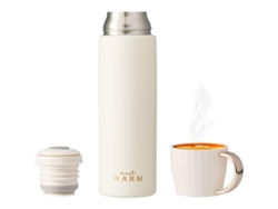 Garrafa térmica Linjou 2026 de 500ml em aço inoxidável 304 com copo antivazamento para café, mantém quente/frio por 8 a 12 horas.