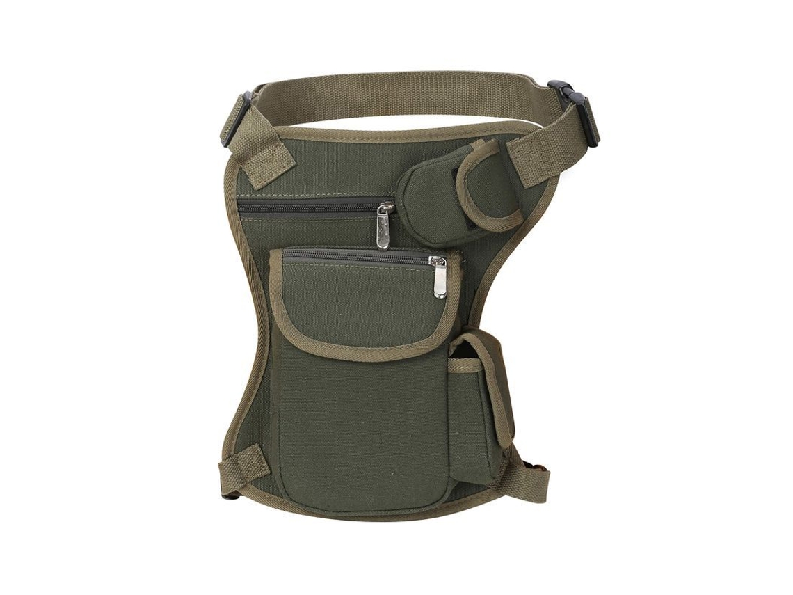 2026-bolsa De Cintura Canvas Linjou Mochila De Pierna Deportiva Moto Outdoor Verde Con Cremallera