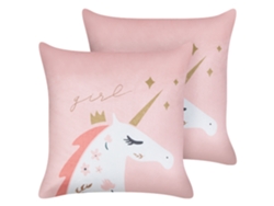Cojines infantiles con estampado BELIANI Uniola de Terciopelo Rosa 45x45x14