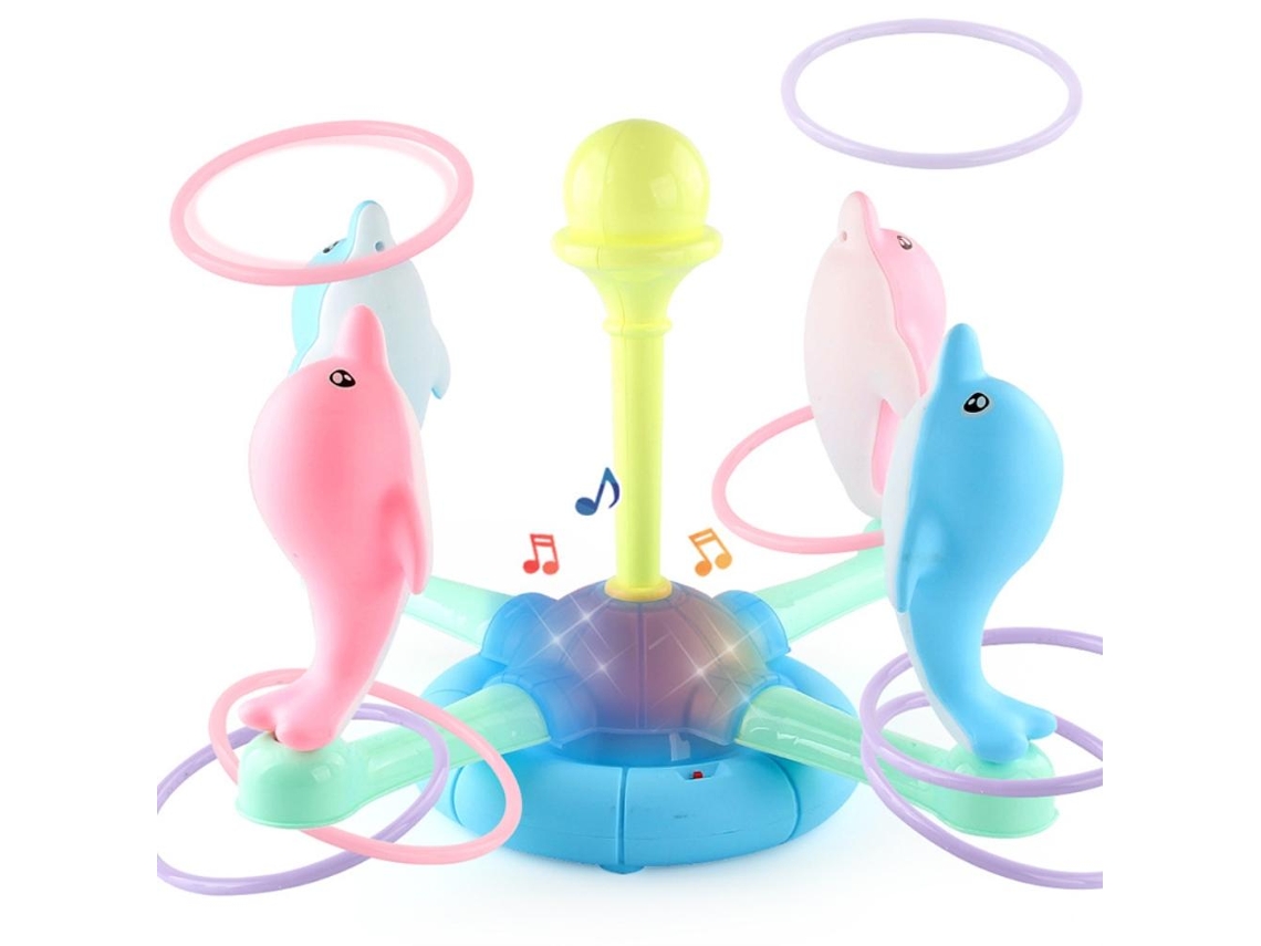 Juego De Lanzamiento De Aros Para Niños: Delfín Eléctrico Giratorio Con Luces Y Música - Juguete Educativo Para Niños