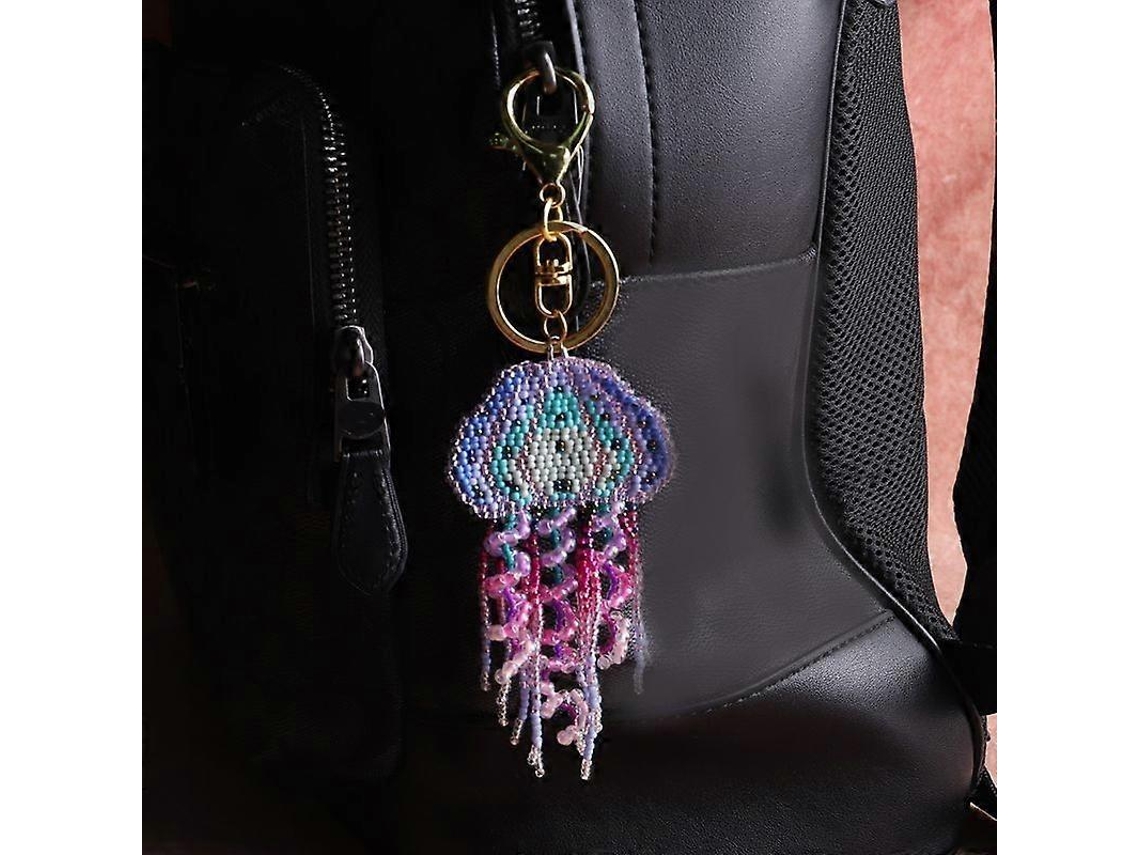 Llavero con borla de medusa, bonito colgante decorativo para bolso, llavero creativo hecho a mano con cuentas de Rosewell