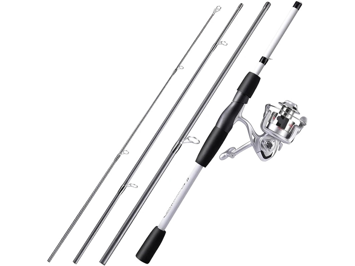 Combo De Caña Y Carrete Pesca Fibra Carbono, 1,98 M, 4 Secciones, 5,2:1, Kit Completo (1,98 M - 1000, Tipo 3),