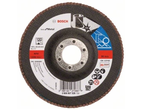 Disco de Lija BOSCH en Lamelas X571 - Best para Metal D= 125 mm; G= 120 - Recto