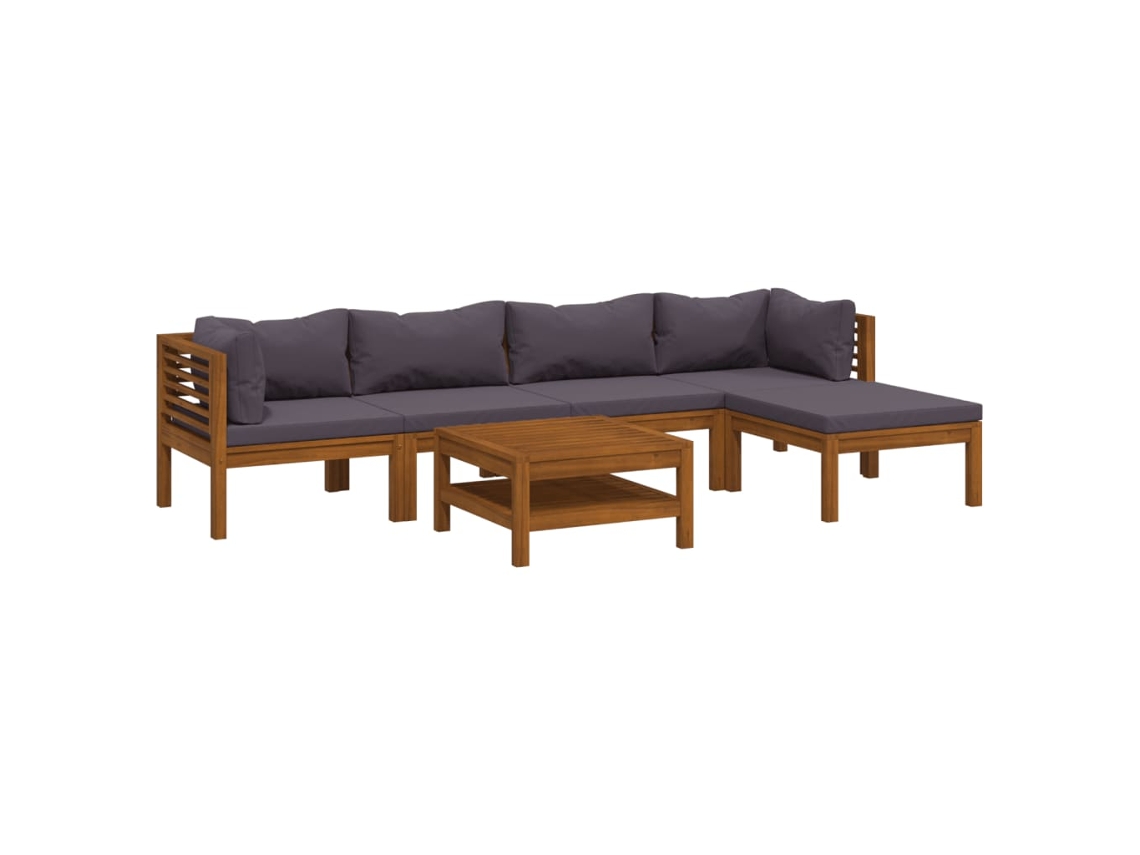 vidaXL Muebles de jardín 7 pzas cojines madera maciza de acacia