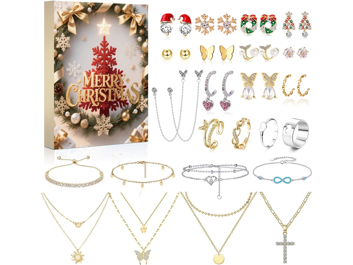 Pulsera con calendario de cuenta regresiva para Navidad, accesorio de 24 cuadrículas, caja sorpresa 07 Siurn