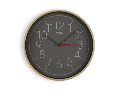 Reloj de Pared VERSA Plástico Gris (4,3x30,5x30,5cm)