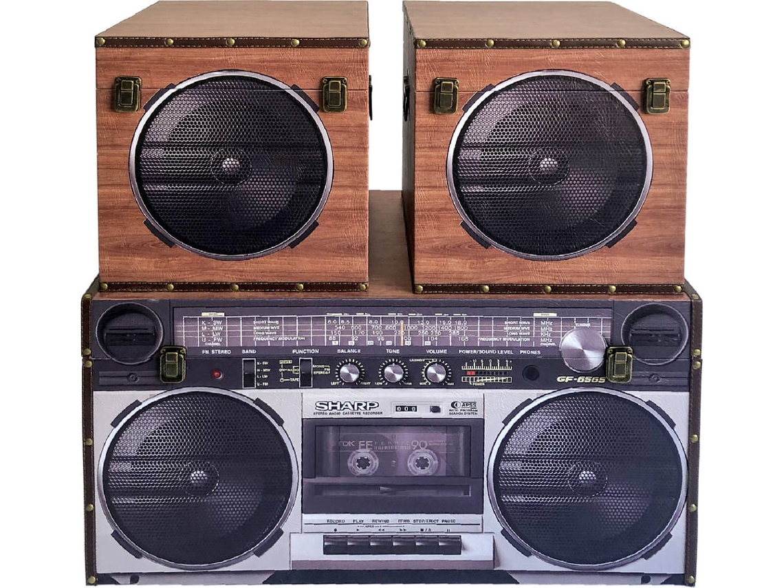 Signes Grimalt  - Cajas reproductor altavoz 3 Unidades Marrón de Mdf Forrado De Tela-Pintada | Caja Maleta Decoracion 40x40x80cm