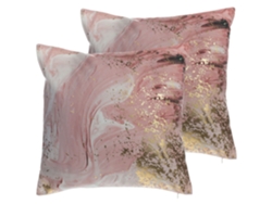 Juego de cojines decorativos BELIANI Lantana de Poliéster Rosa 45x45x12