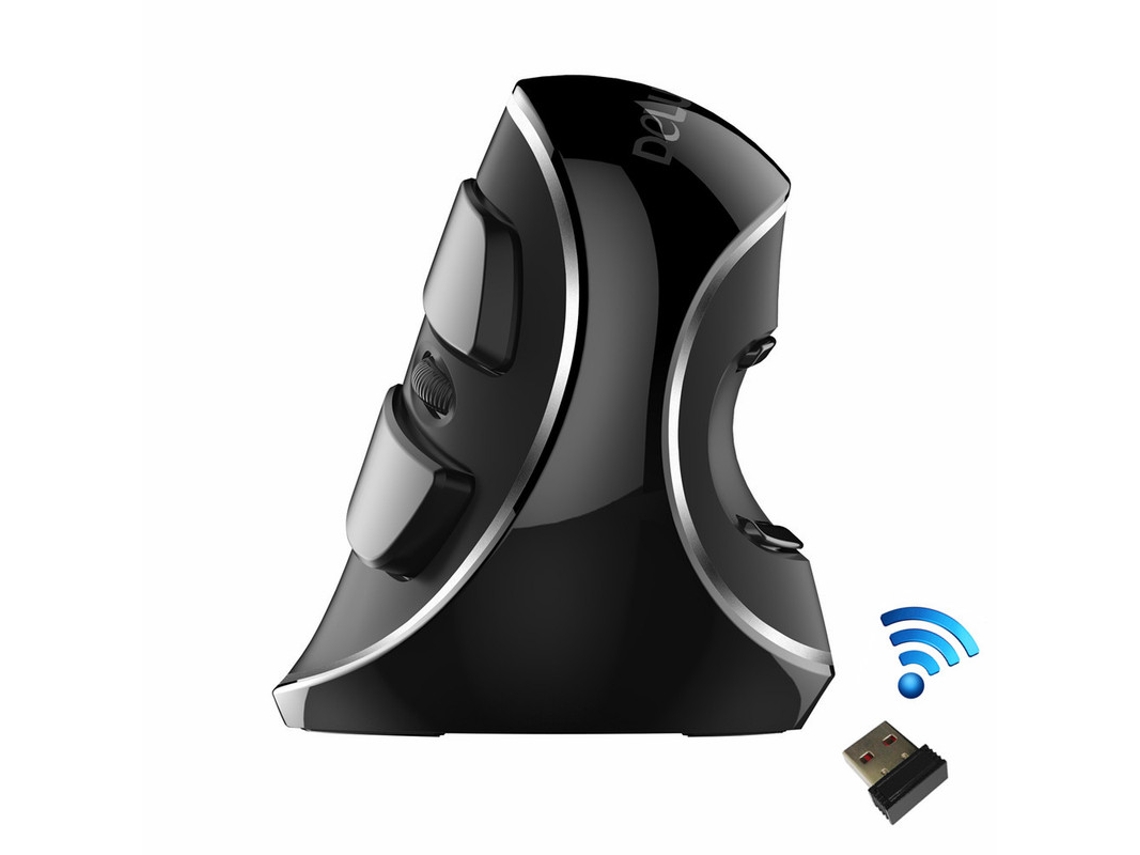 Ratón vertical ergonómico Yizhood M618 Plus con 6 botones, 4000 DPI, RGB e inalámbrico - Negro