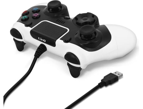 Mando para Ps4/Pc Gamer Con Cable, Doble Vibración, Toma Usb LINQ- (Negro) y (Blanco)