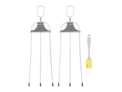 2 Brochetas De Acero Inoxidable De 3 Puntas, 28 Cm, Para Barbacoa, Carne, Verduras Y Frutas.