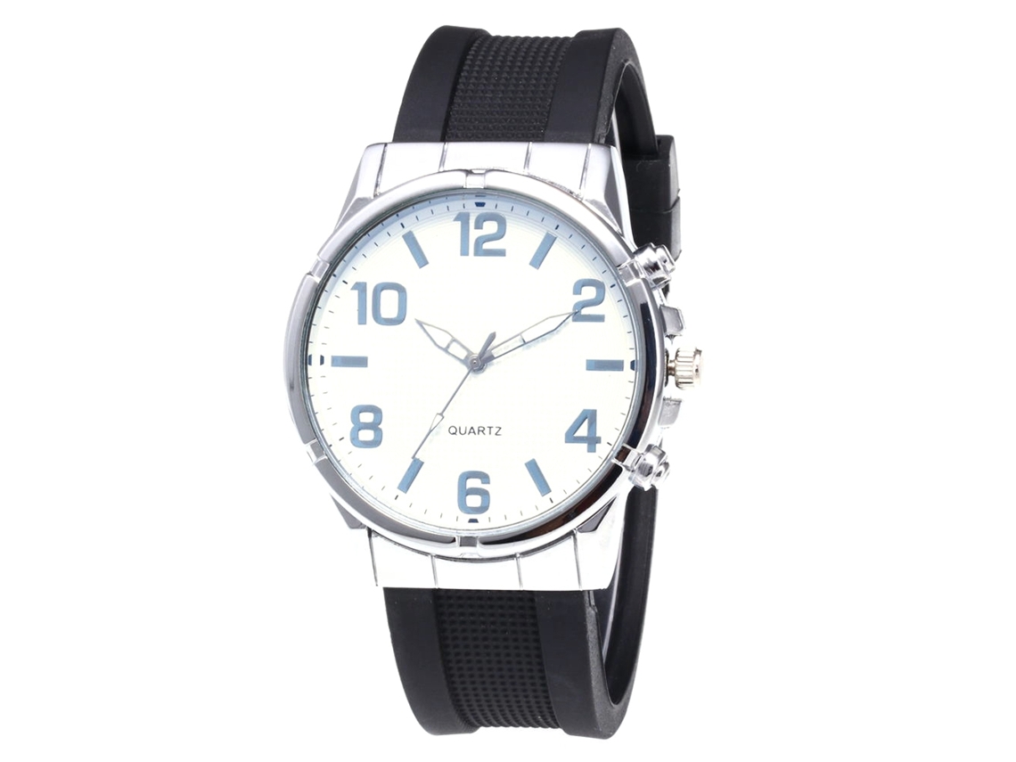 Reloj De Cuarzo Unisex Con Correa De Silicona Dial Redondo Numeral Blanco Plateado Zhoulianfa
