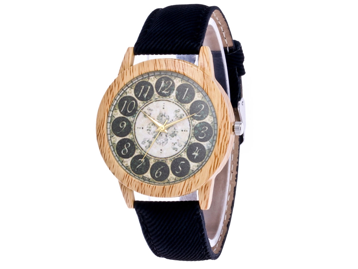 Reloj De Pulsera Unisex Zhoulianfa, Diseño Antiguo, Correa De Mezclilla Negra.