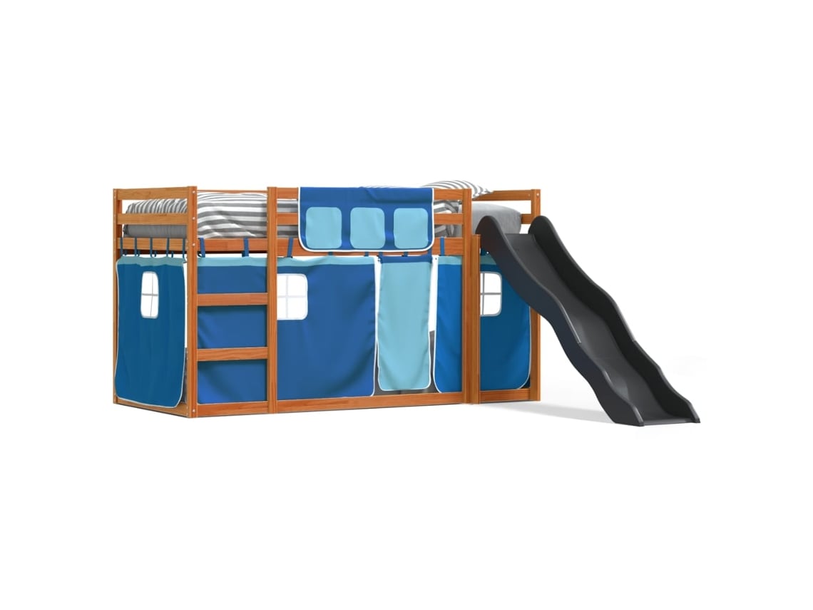 Litera Con Tobogán Y Cortinas 90x200 Cm Azul Dkd Home Decor